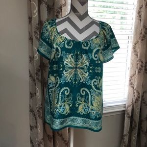 Ann Taylor Loft multi color blouse, size Medium.